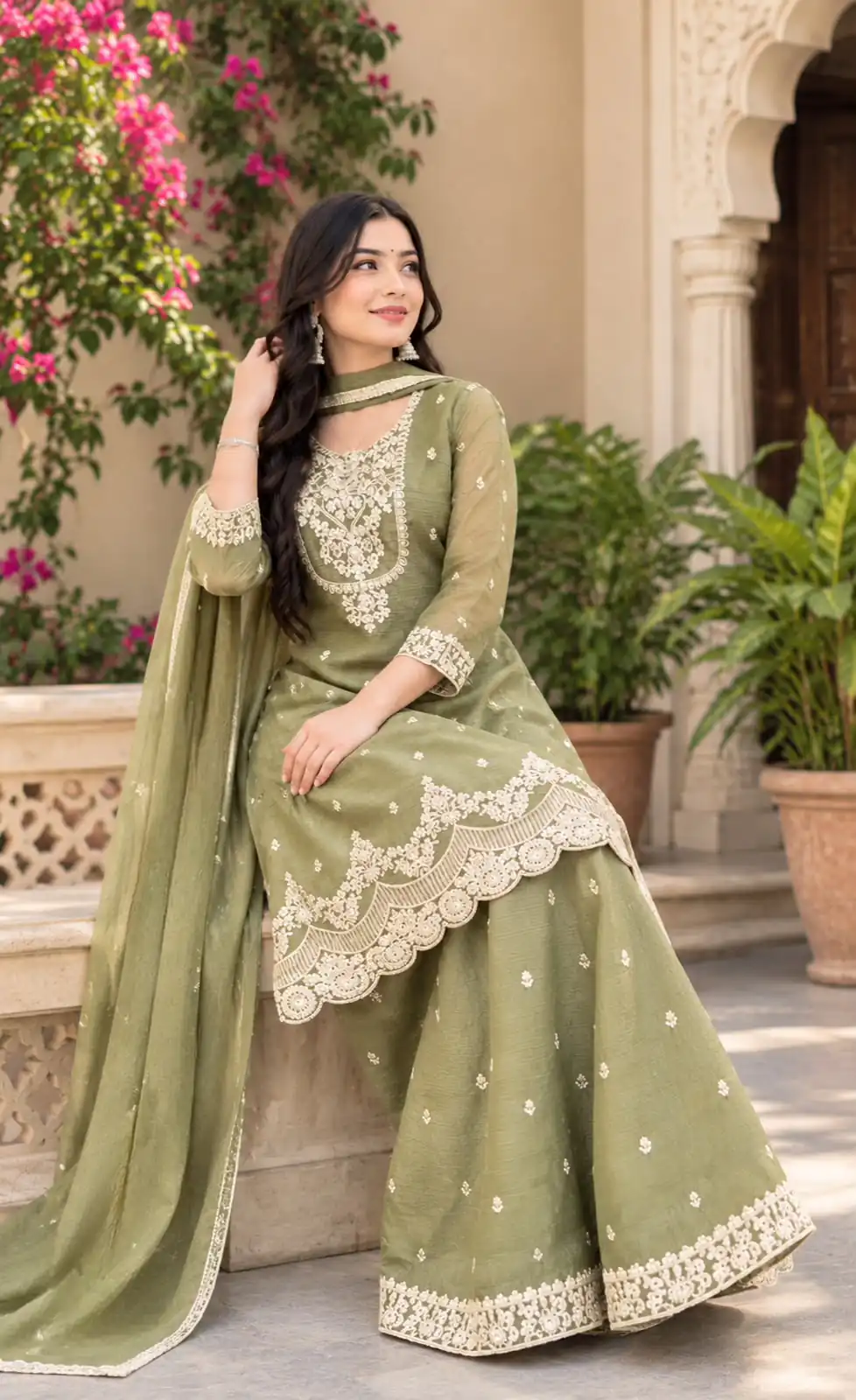 Fancy Pista Crunchy Silk Embroidery Work Salwar Suit Fancy Pista Crunchy Silk Embroidery Work Salwar Suit