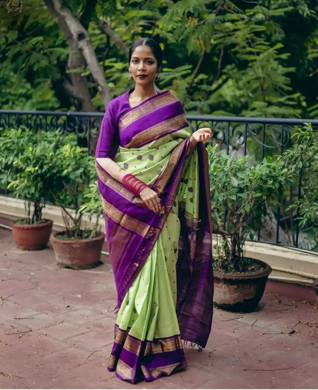 Fancy Pista Soft Lichi Silk With Jacquard Saree