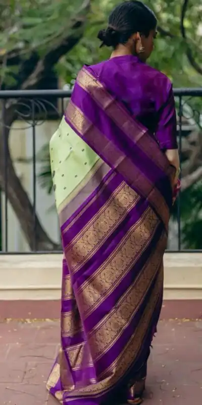 Fancy Pista Soft Lichi Silk With Jacquard Saree