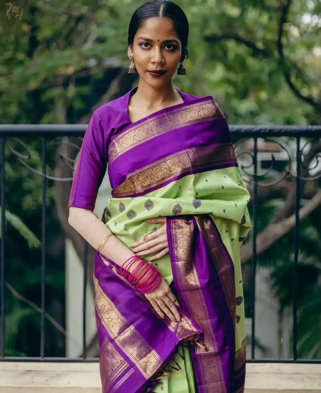 Fancy Pista Soft Lichi Silk With Jacquard Saree
