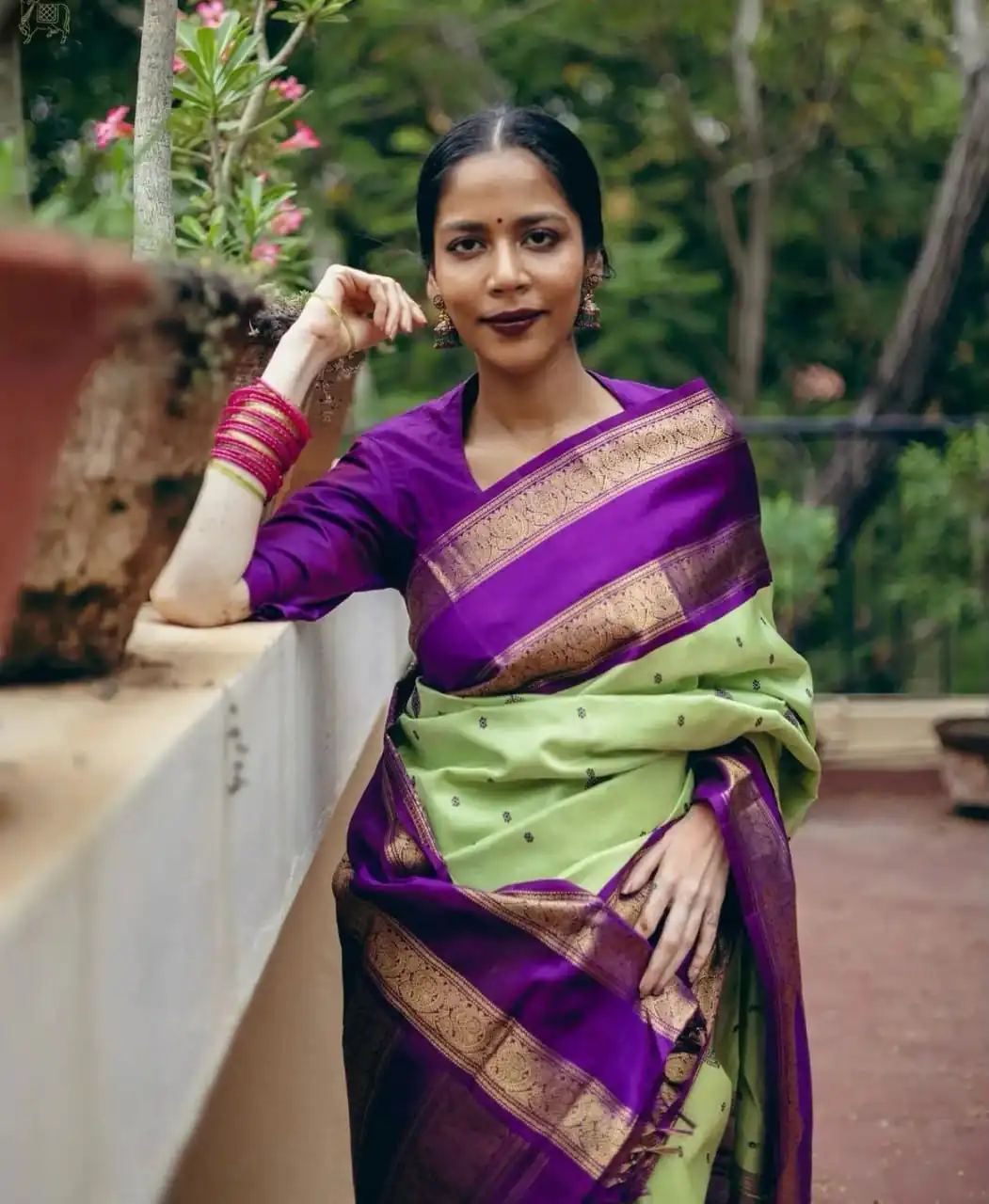 Fancy Pista Soft Lichi Silk With Jacquard Saree