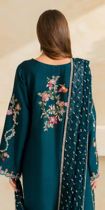 Fancy Teal Mul Chanderi Diamond Work Salwar Suit
