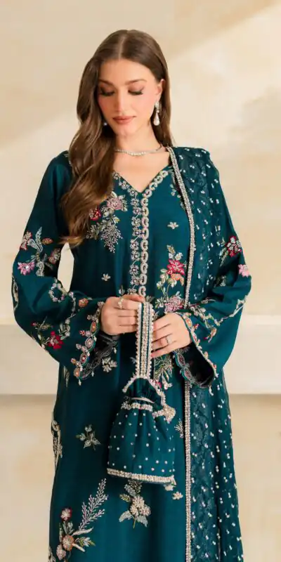 Fancy Teal Mul Chanderi Diamond Work Salwar Suit