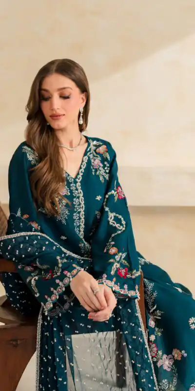 Fancy Teal Mul Chanderi Diamond Work Salwar Suit