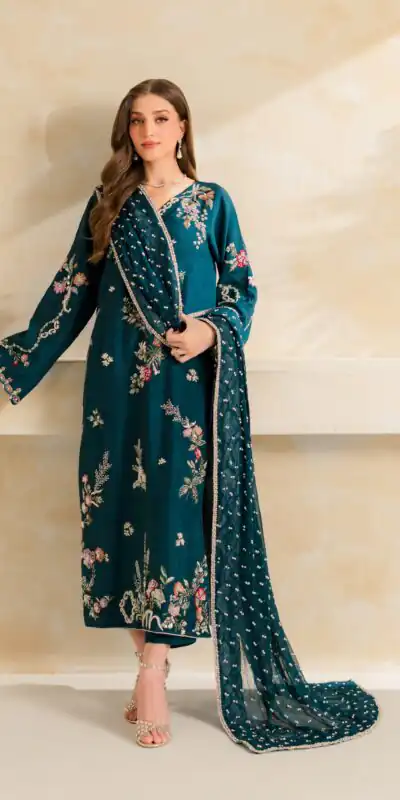Fancy Teal Mul Chanderi Diamond Work Salwar Suit