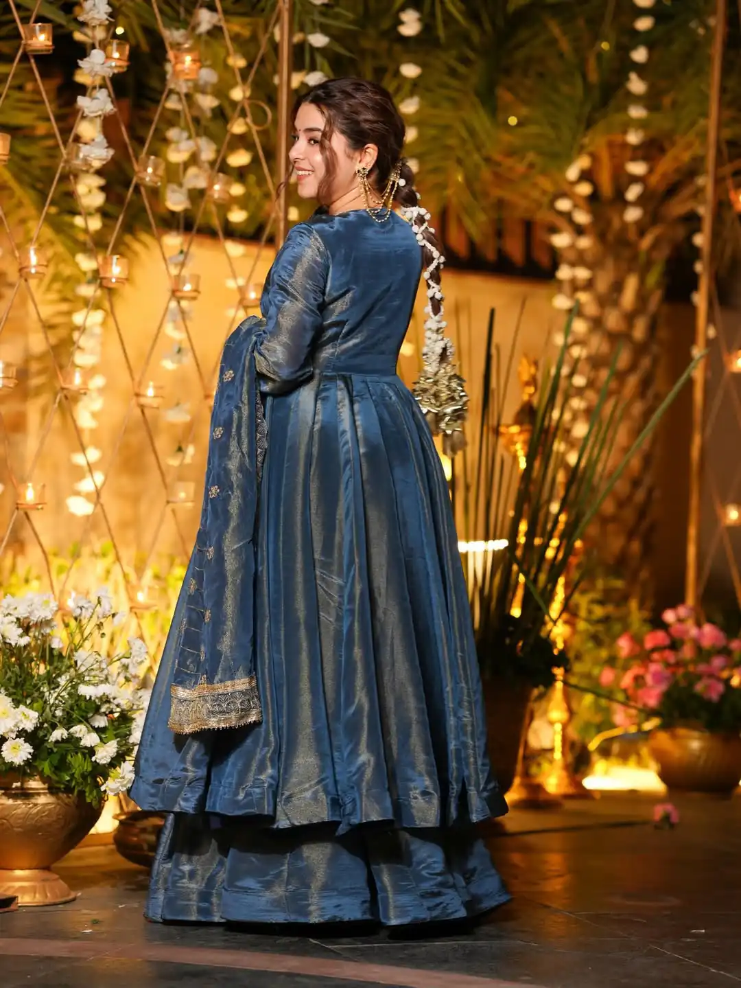 Fancy Teal NC Vichitra Embroidery Work Anarkali Suit