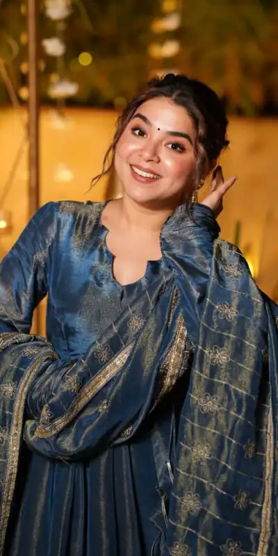 Fancy Teal NC Vichitra Embroidery Work Anarkali Suit
