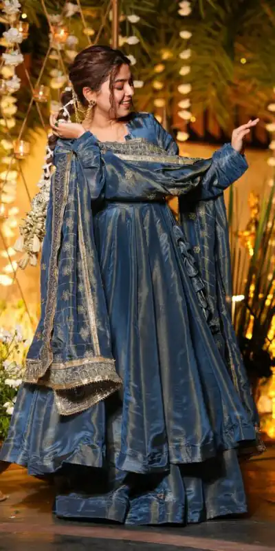 Fancy Teal NC Vichitra Embroidery Work Anarkali Suit