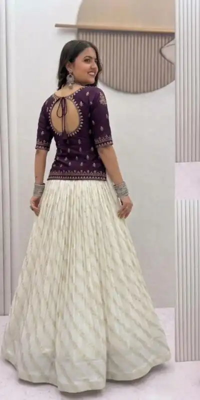 Fancy Wine Vichitra Silk Sequence Work Lehenga Choli