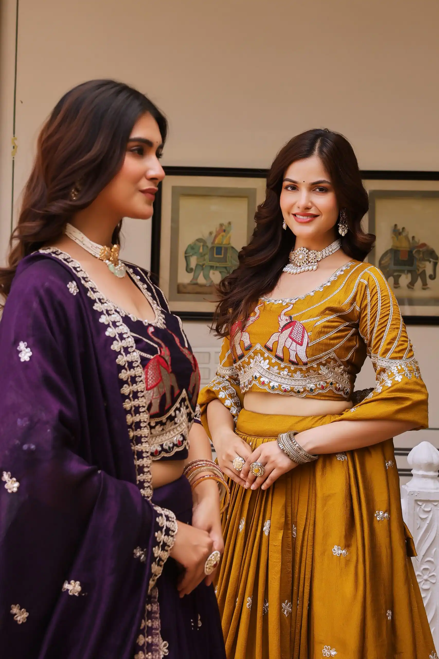 Fantastic Mustered Vichitra Sequence Work Lehenga Choli