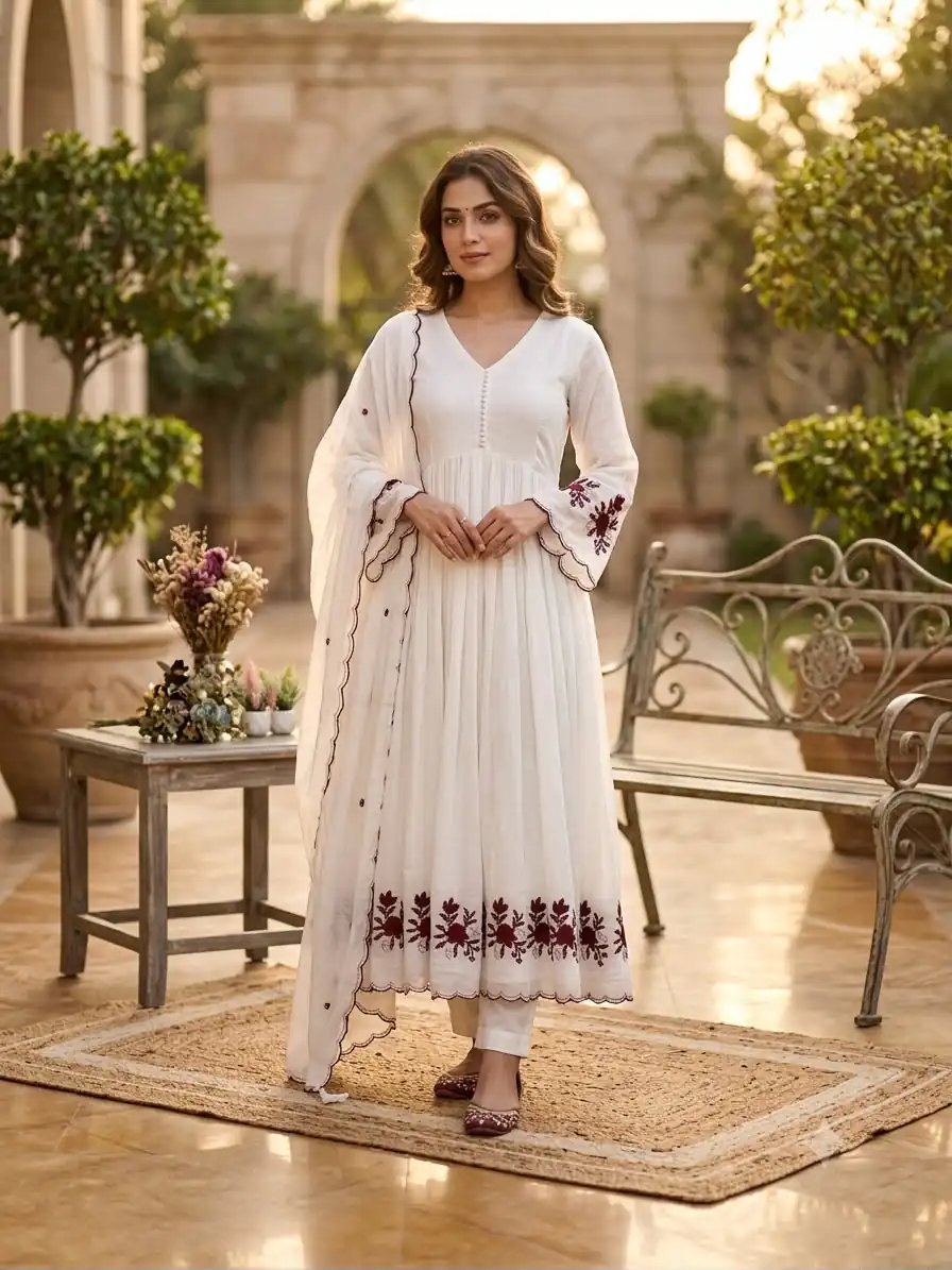 Glowing White Mul Chanderi Sequence Work Salwar Suit