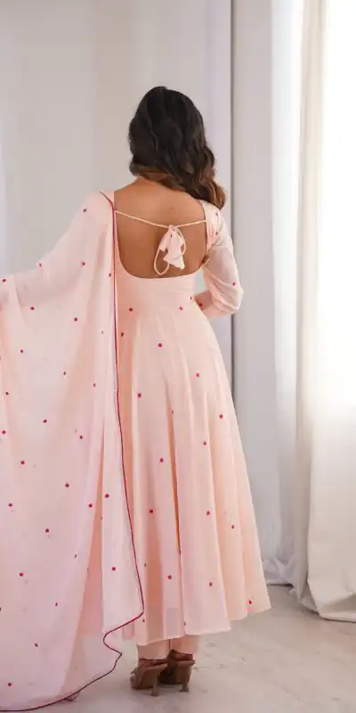 Gorgeous Pink Faux Georgette Embroidery Work Anarkali Suit