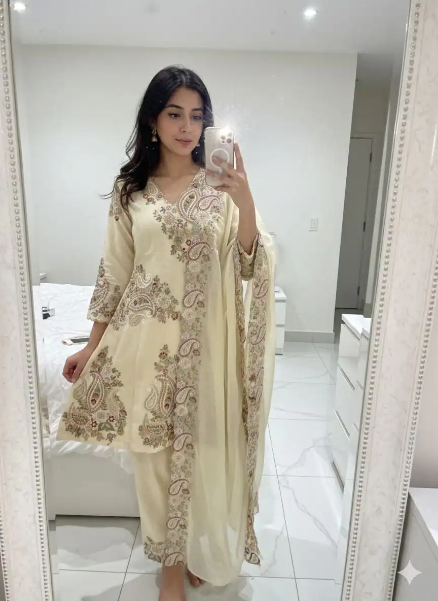 Nice Cream Fendy Sequins Work Salwar Suit