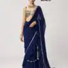 Nice Navy Blue Faux Georgette Sequence Work Saree