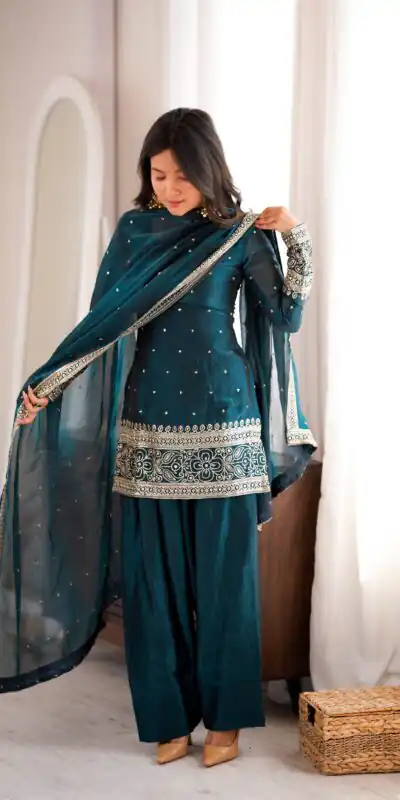 Nice Rama Fendy Silk Embroidery Sequins Work Salwar Suit