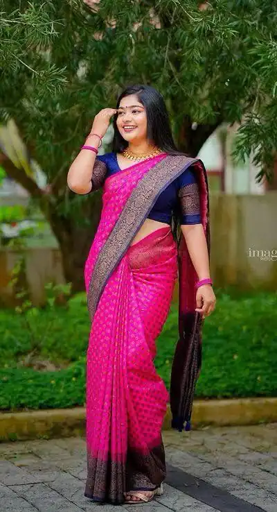 Perfect Pink Lichi Silk Jacquard All Over Work Saree