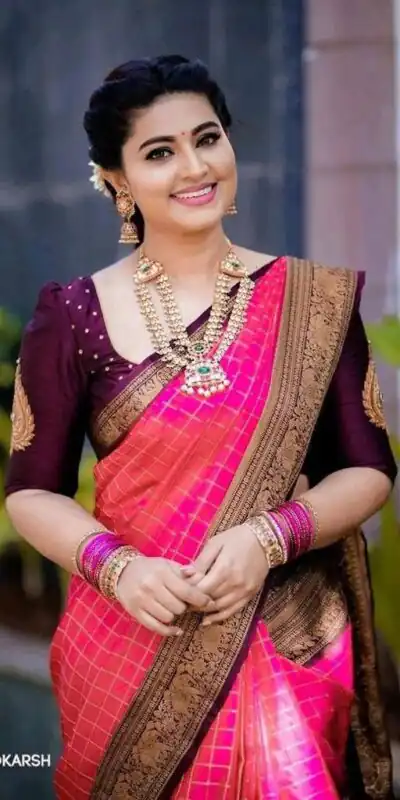 Perfect Pink Lichi Silk Jacquard Border Work Saree