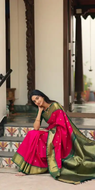 Perfect Pink Lichi Silk Lace Border Work Saree