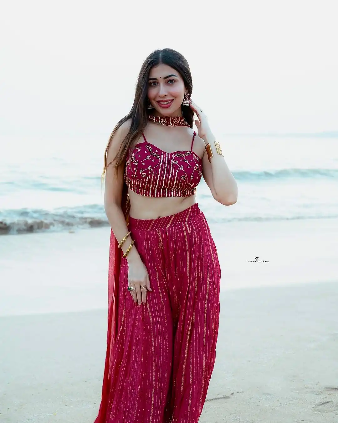 Perfect Red Viscose Georgette Sequins Work Lehenga Choli
