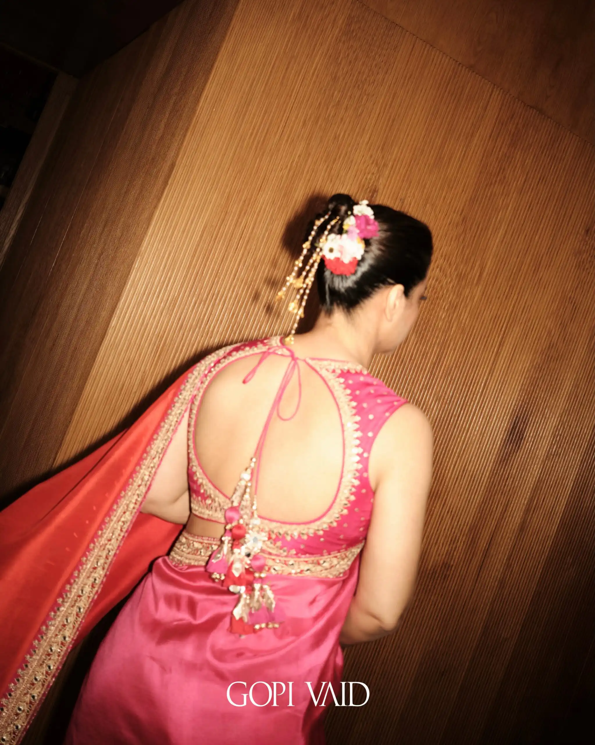 Pretty Pink Chinon Silk Embroidery Work Saree