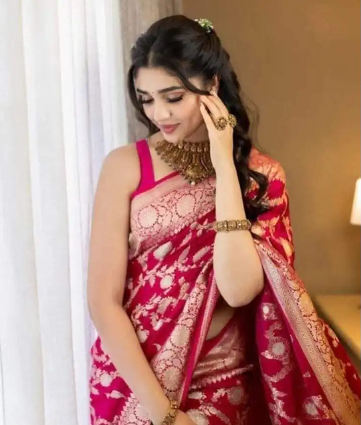 Pretty Pink Soft Silk Cloth Jacquard All Over Saree