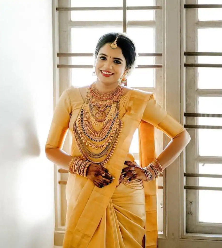 Pretty Yellow Lichi Silk Lace Jacquard Work Saree
