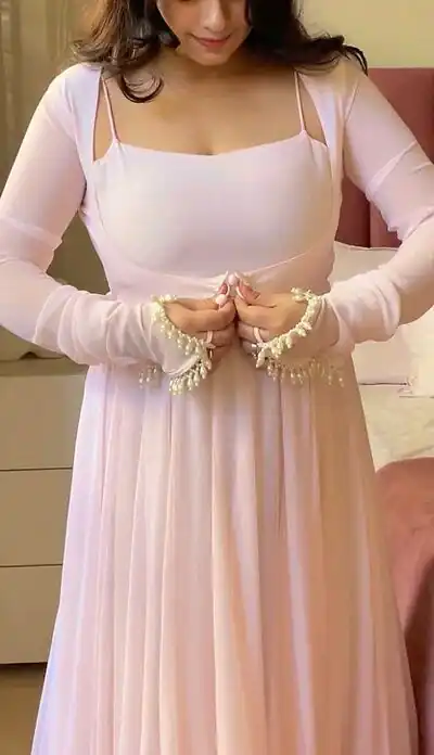 Shiny Pink Faux Georgette Fancy Less Work Anarkali Suit