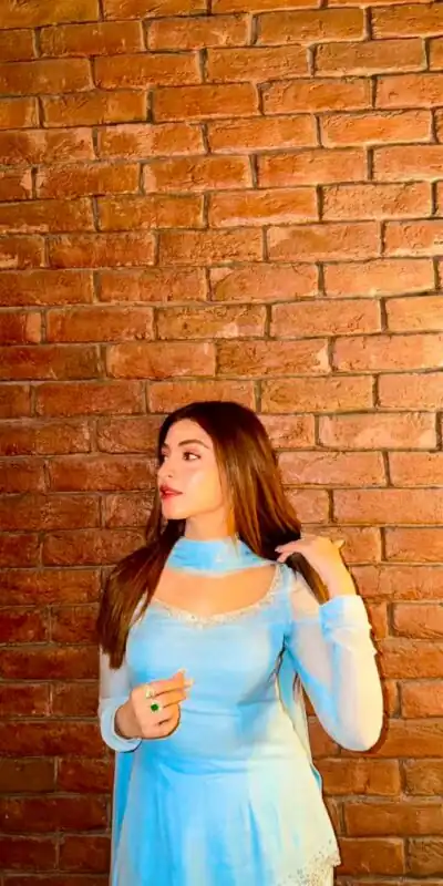 Shiny Sky Blue Faux Georgette Thread Work Salwar Suit