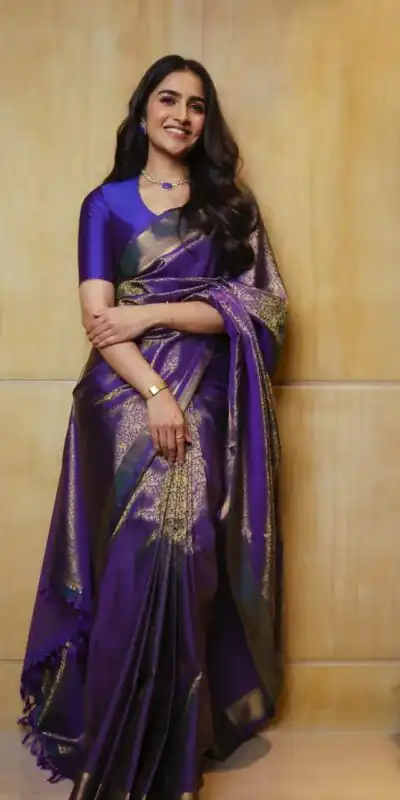 Simple Purple Soft Lichi Silk Rich Pallu Saree