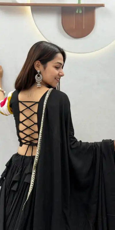 Super Black Cotton Gota Patti Work Lehenga Choli