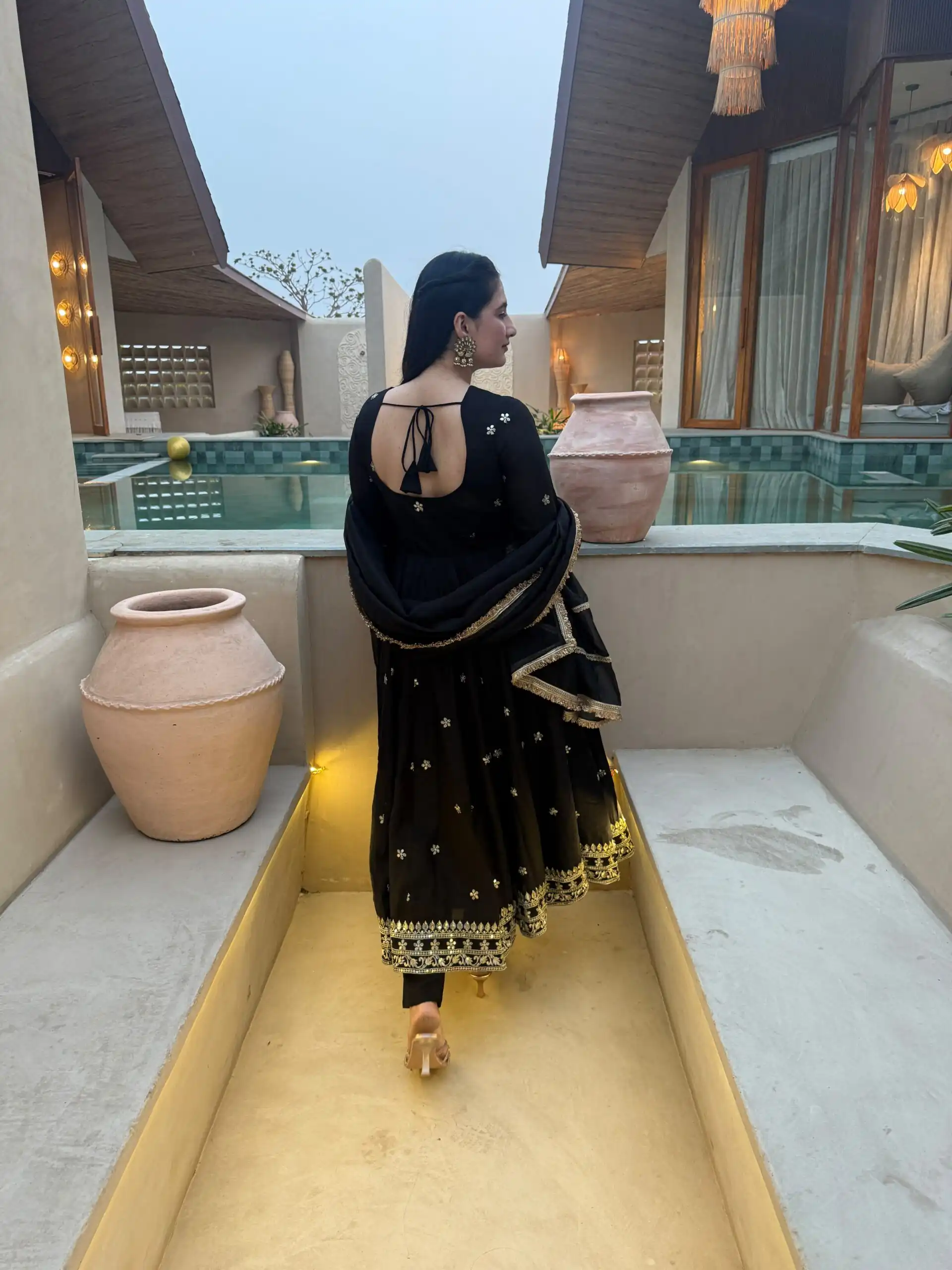 Super Black Vichitra Silk Embroidery Work Salwar Suit