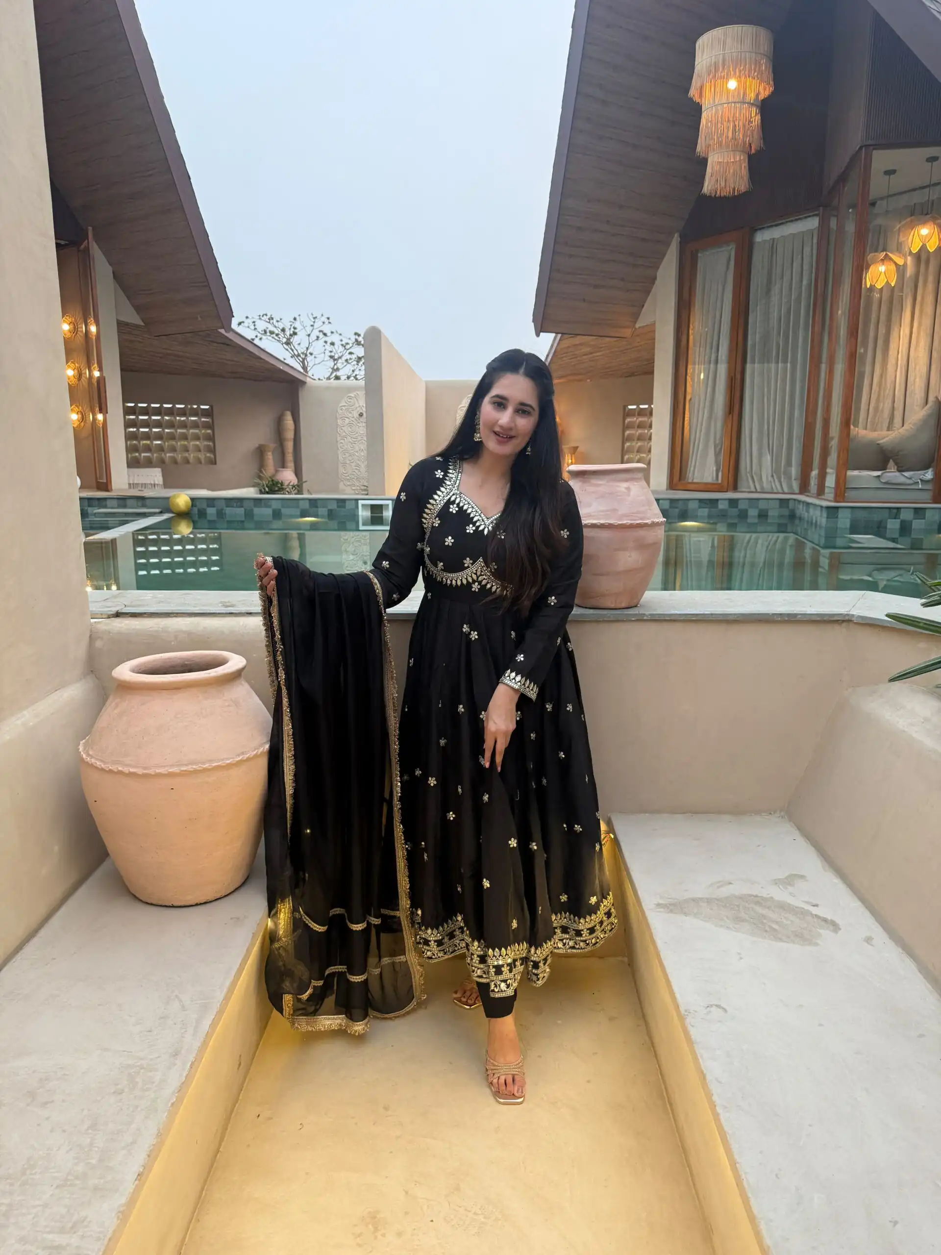 Super Black Vichitra Silk Embroidery Work Salwar Suit