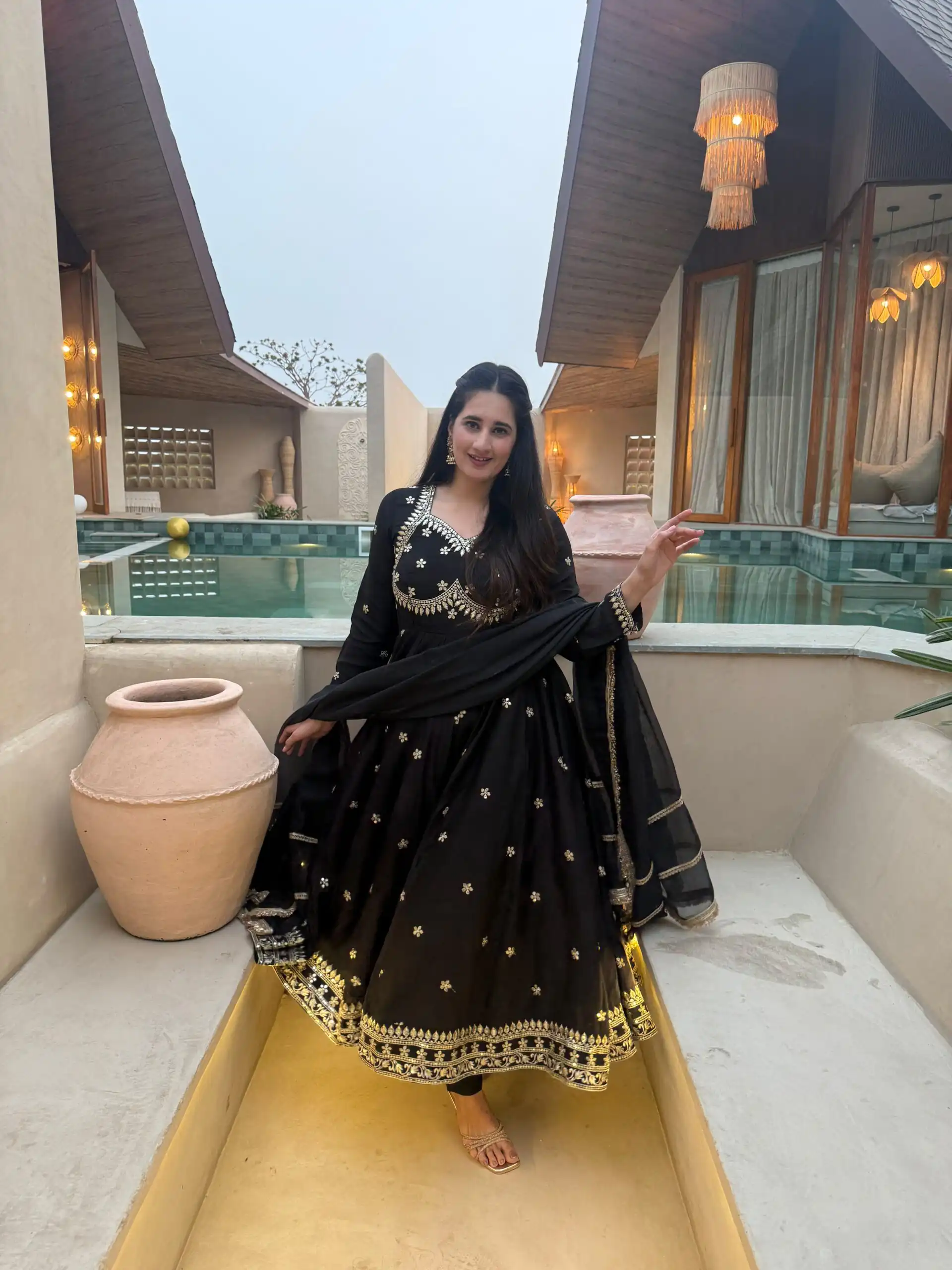 Super Black Vichitra Silk Embroidery Work Salwar Suit