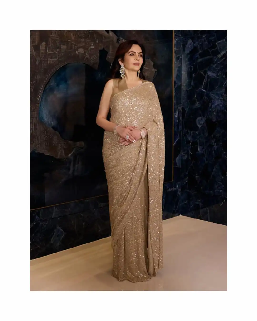 Super Gold Georgette Khichdi Sequence Work Saree
