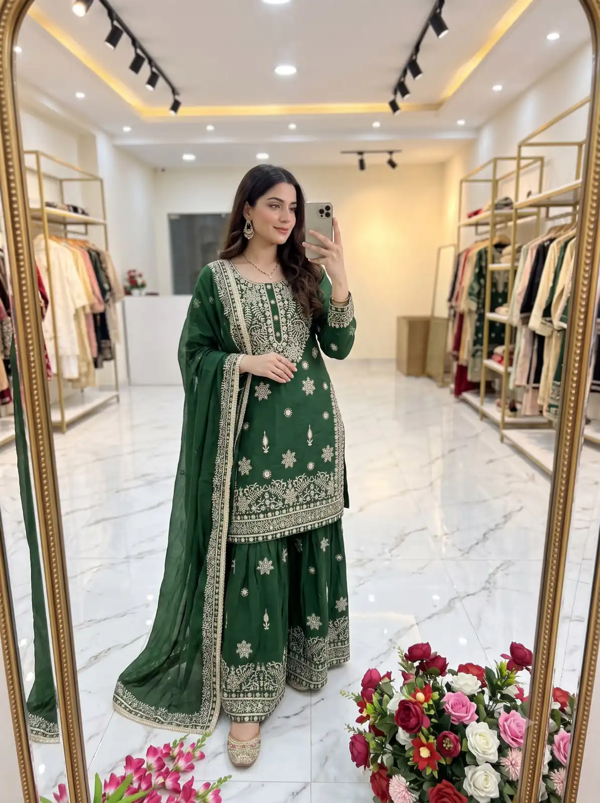 Super Green NC Zimmy Silk Embroidery Work Salwar Suit