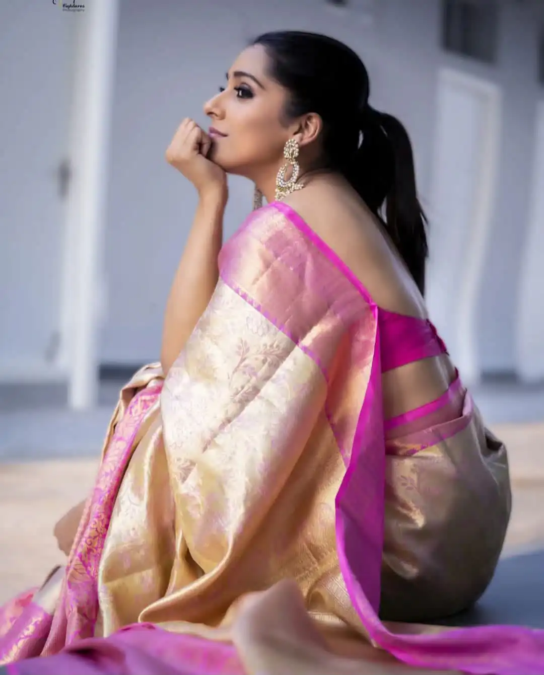 Super Pink Soft Lichi Silk Lace Border Work Saree