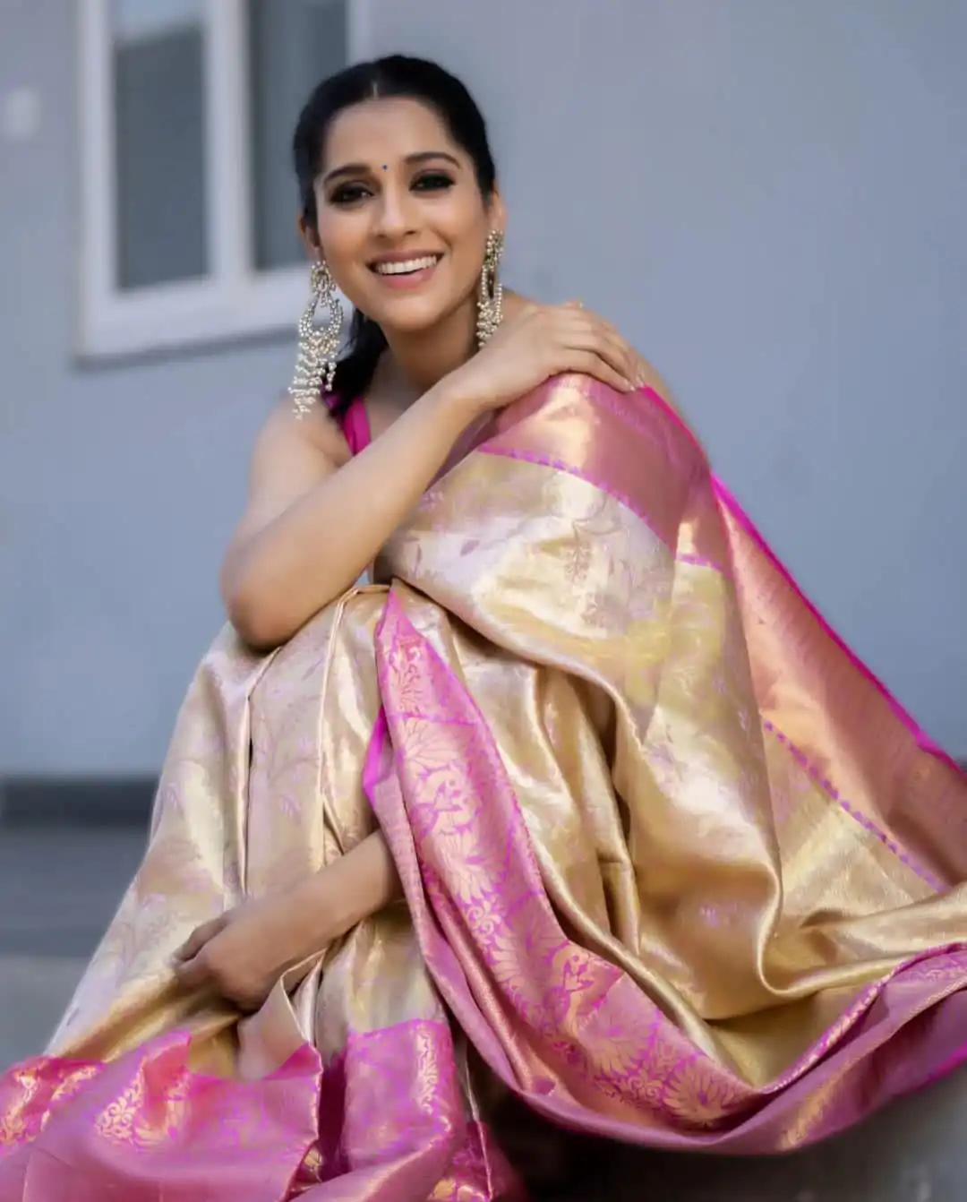 Super Pink Soft Lichi Silk Lace Border Work Saree