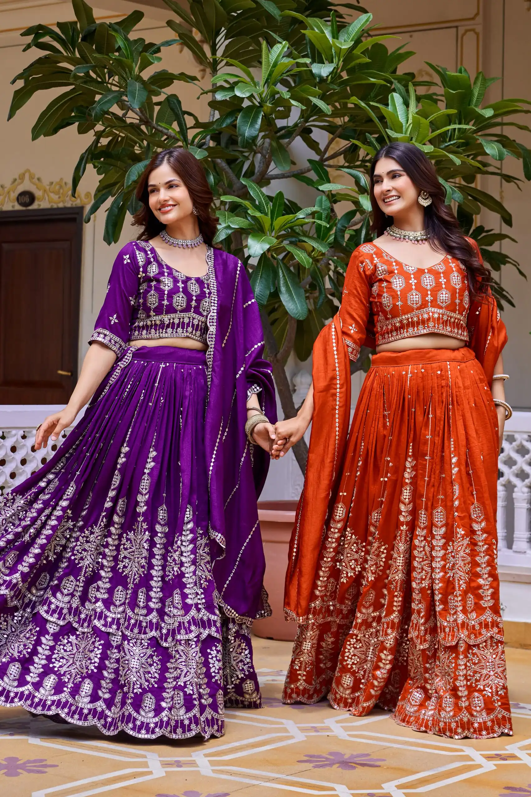 Super Purple Vichitra Sequence Work Lehenga Choli