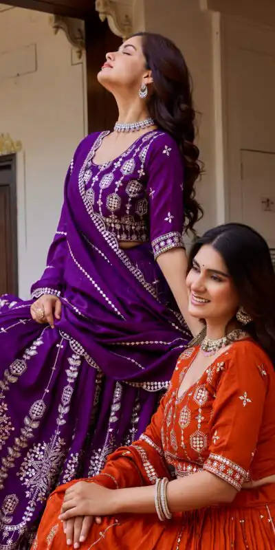 Super Rust Vichitra Sequence Work Lehenga Choli