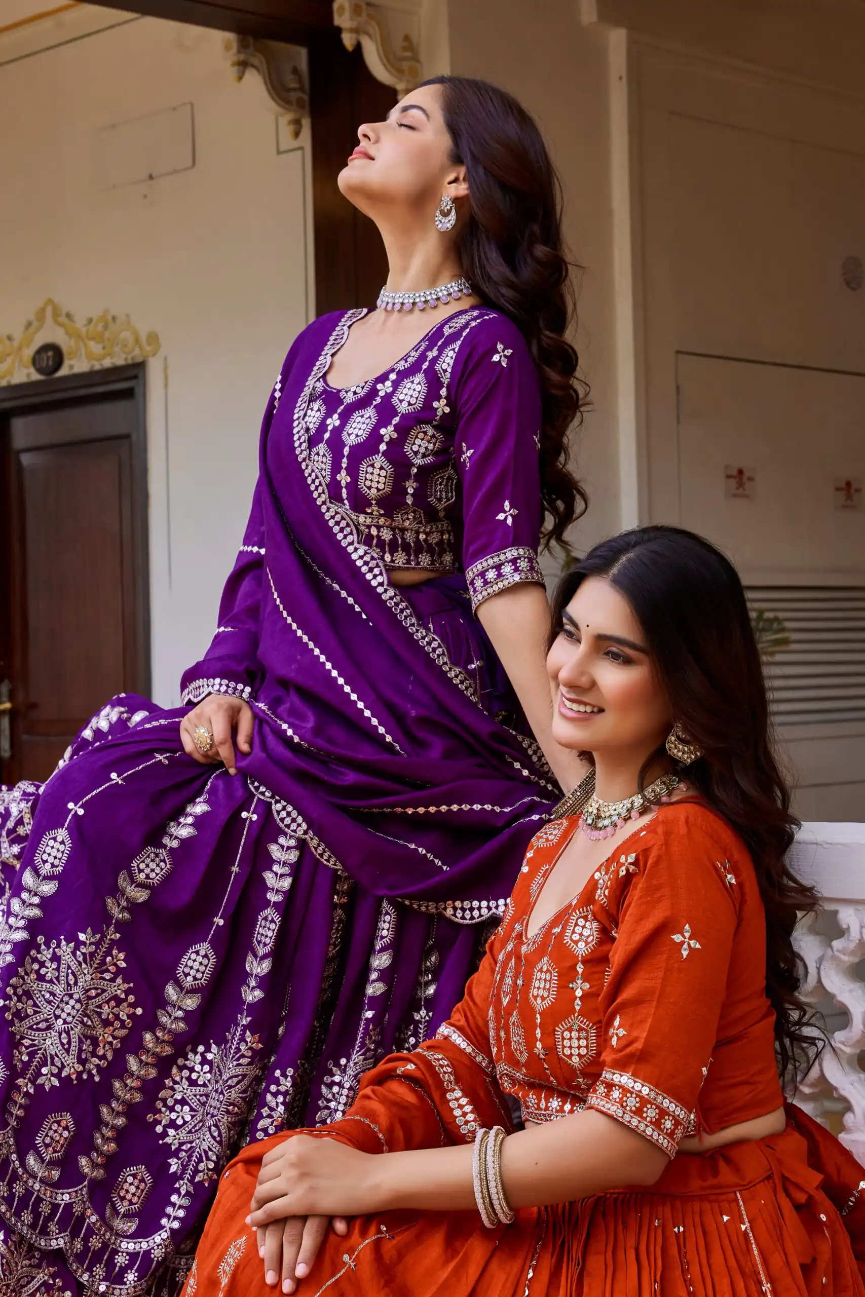 Super Rust Vichitra Sequence Work Lehenga Choli