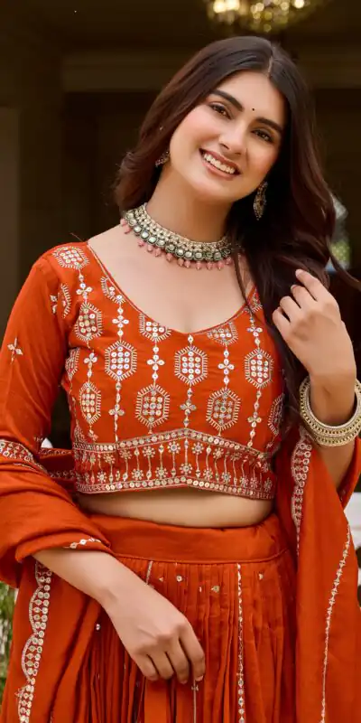 Super Rust Vichitra Sequence Work Lehenga Choli