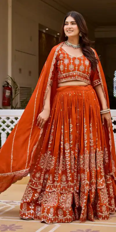 Super Rust Vichitra Sequence Work Lehenga Choli