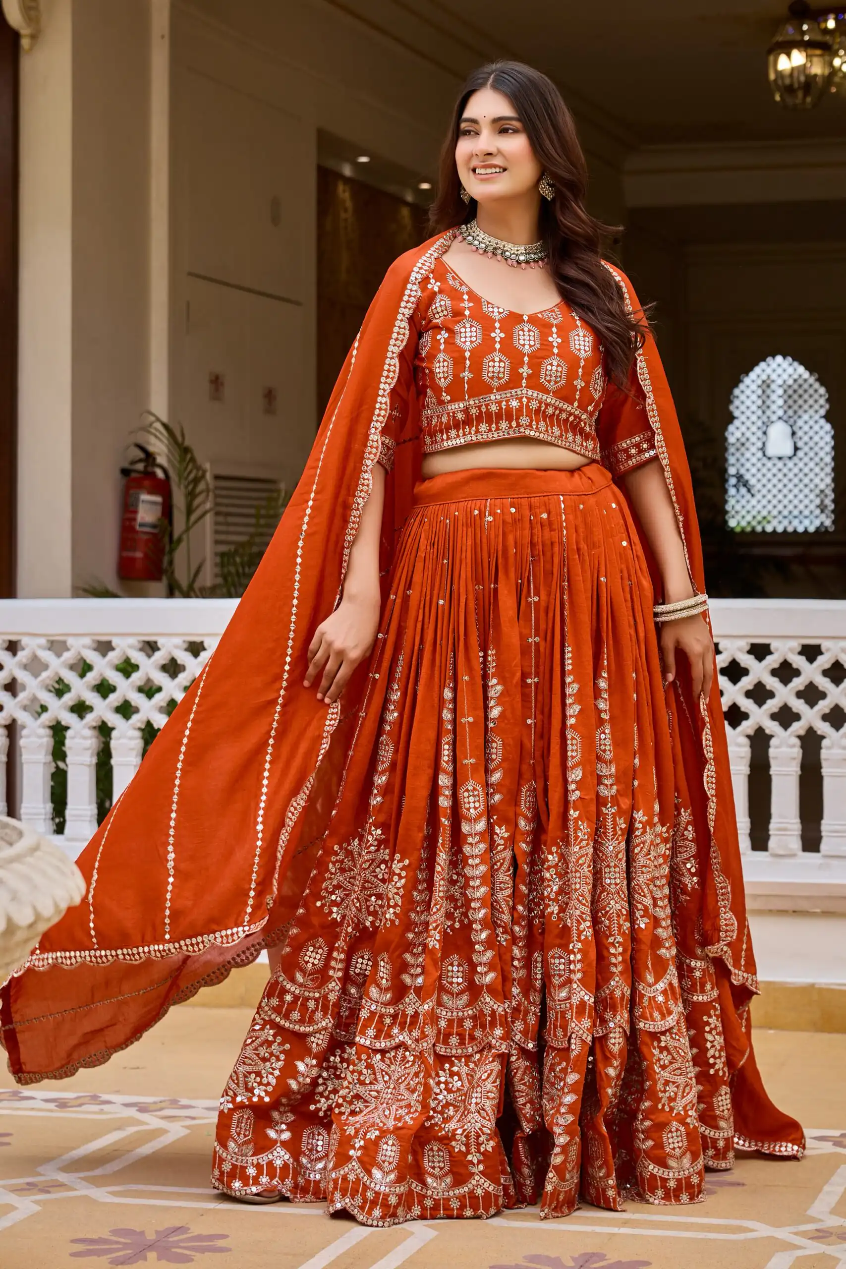 Super Rust Vichitra Sequence Work Lehenga Choli