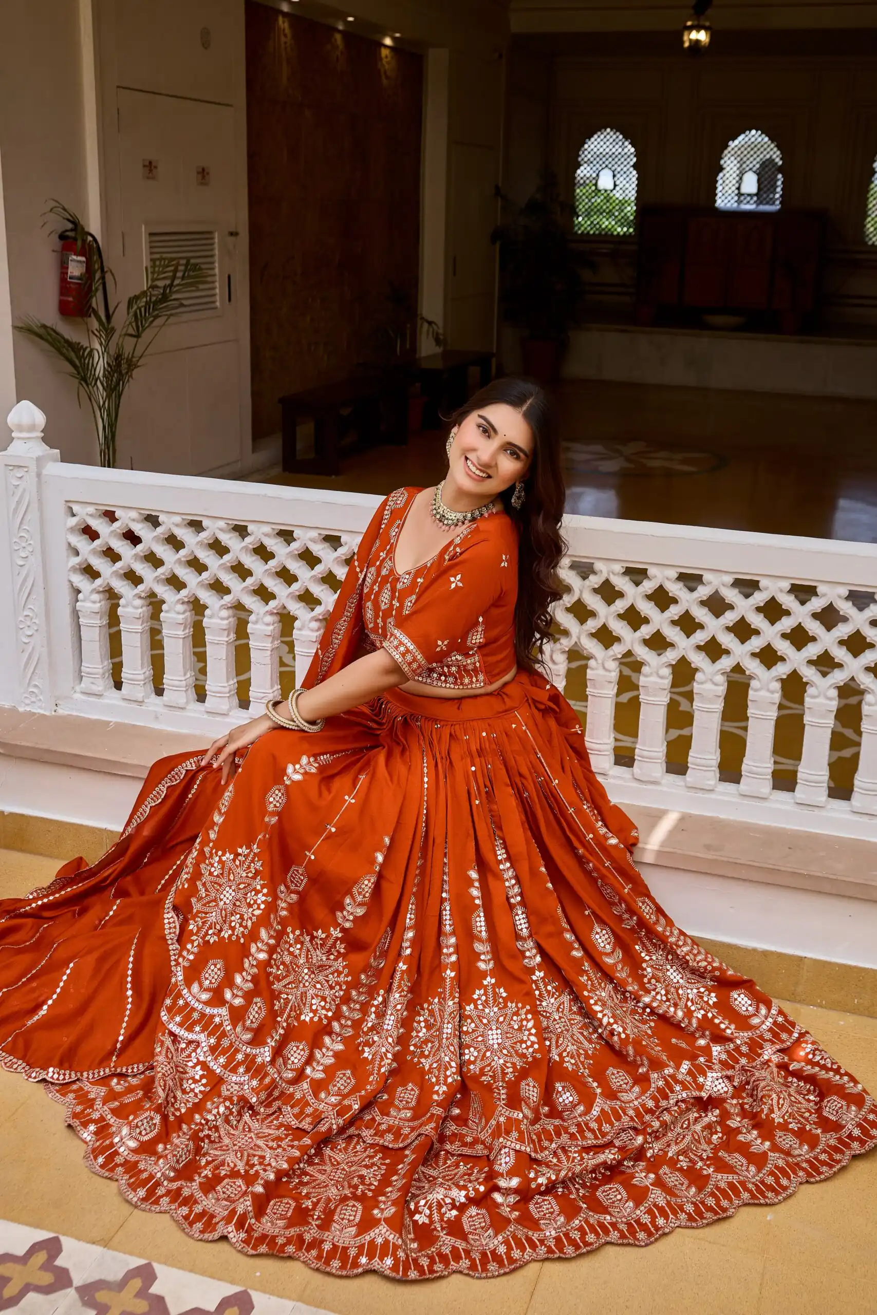 Super Rust Vichitra Sequence Work Lehenga Choli
