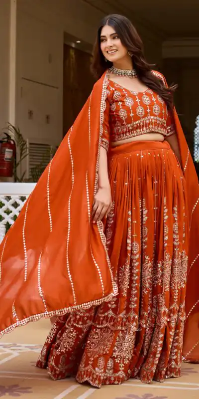 Super Rust Vichitra Sequence Work Lehenga Choli