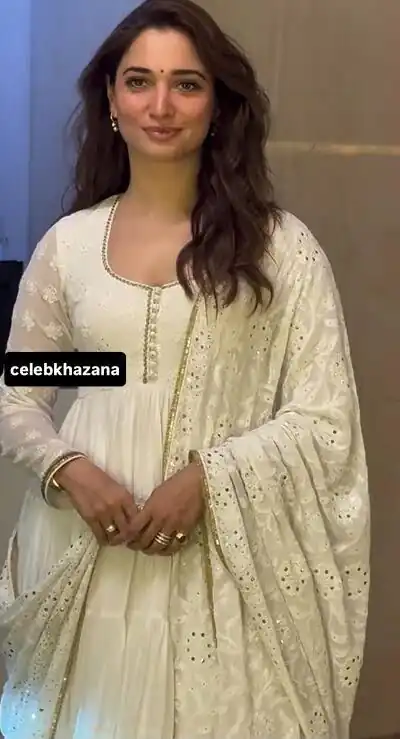 Super White Georgette Sequence Work Gown
