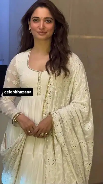 Super White Georgette Sequence Work Gown