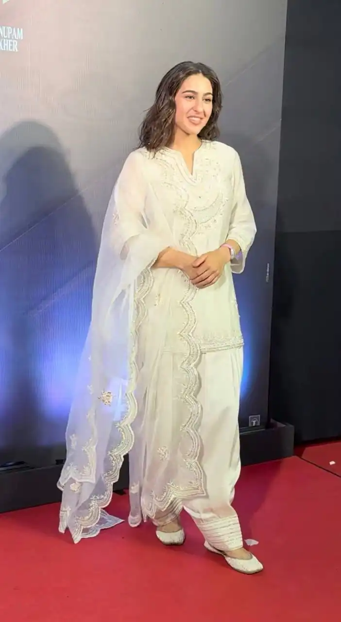 Super White Natural Silk Embroidery Work Salwar Suit