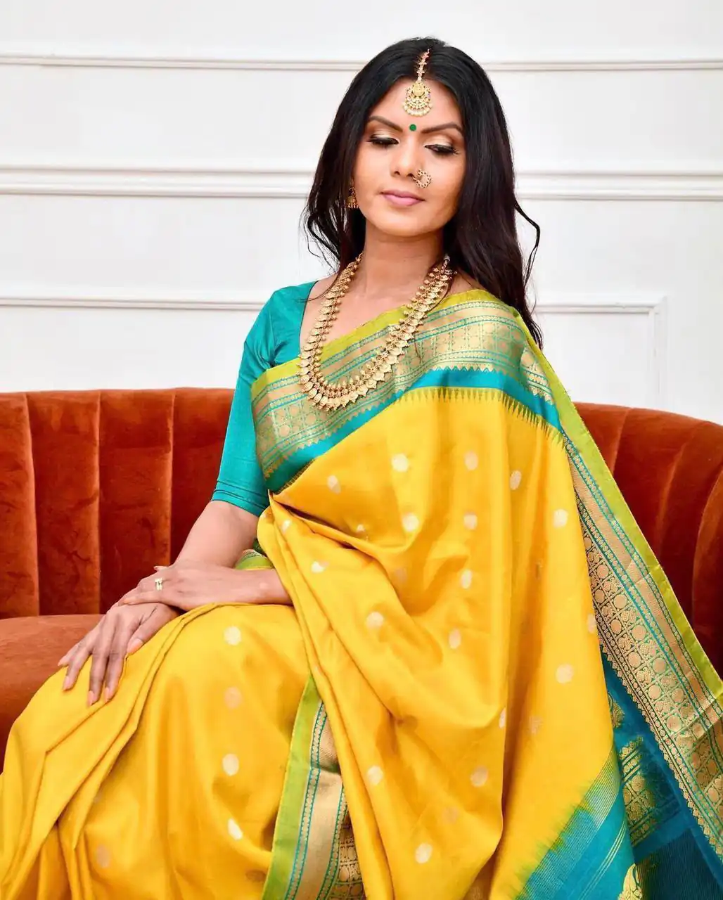 Super Yellow Soft Lichi Silk Lace Border Work Saree