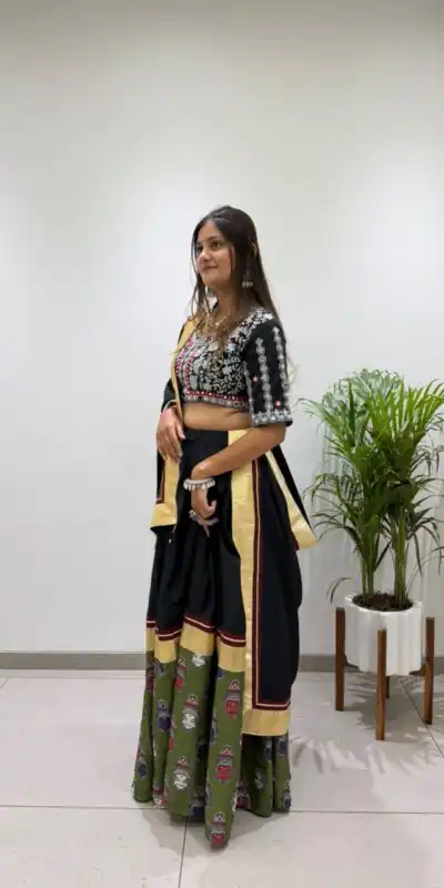 Trendy Black Rayon Embroider Work Lehenga Choli
